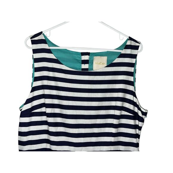 Modcloth XL Dress Floral Striped Boho Lilypad sleeveless twofer blue black - Picture 2 of 7